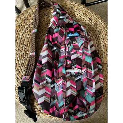 Kavu Original Rope Sling Bag Sunset Blocks Flawed
