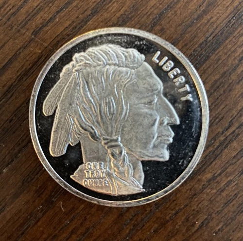 .999 Silver Round 1 oz ounce Buffalo Indian Head Coin Toning