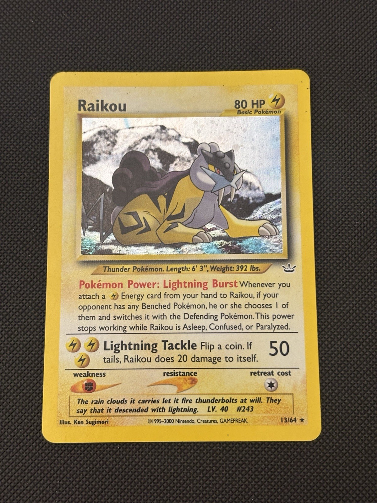 Raikou 13/64 Neo Revelation Holo Rare WOTC Pokemon Card - Lightly Played / MP