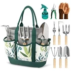 10 Pcs Garden Tool Set, Heavy Duty Stainless Steel Garden Tool with Ash Wood ...