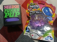 Schylling Needoh Funky Pup Nee Doh And iRRE'Squish'tible Squishy Purple Lot