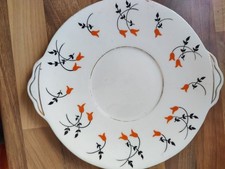 vintage windsor plate cake plate sandwich decorative orange tulip flower