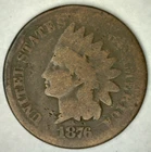 1876 Bronze Indian Head Cent AG US Type Coin You Grade Circulated Almost Good 1c