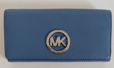 Michael Kors Fulton Pebbled Leather Wallet Denim Blue Carryall