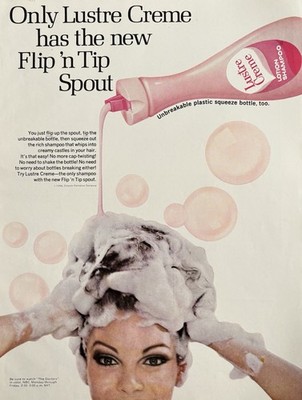 1968 Lustre Creme Shampoo Original Vintage Advertisement Flip N Tip Print Ad