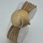 Relic Quartz Watch ZR33532 Women Gold Tone Covered Mesh Band New Battery 6.25"
