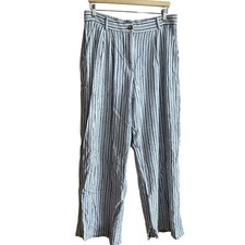 Abercrombie Fitch Curve Love Sloane Tailored Pant 32 Blue White Stripe Women