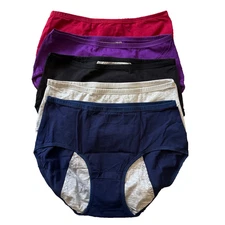 5 Pack Womens Cotton Period Panties Leakproof Underwear Menstrual Briefs Panty