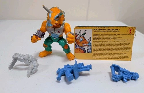 Vintage 1990 Triceraton TMNT Playmates Toys Figure W File Card