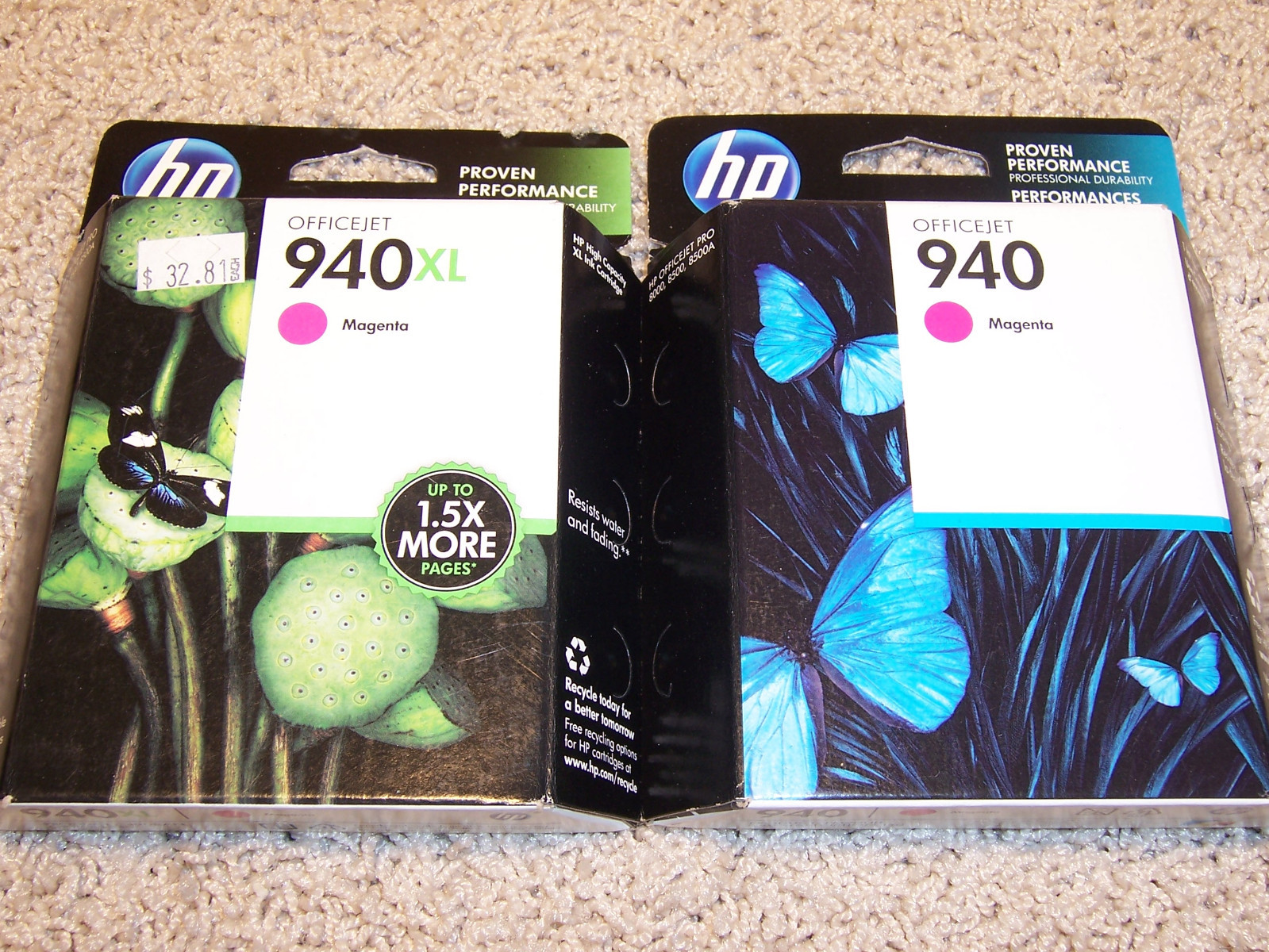 HP940XL & HP940 Magenta Ink Cartridges (1 of Each) C4908AN C4904AN Free Shipping