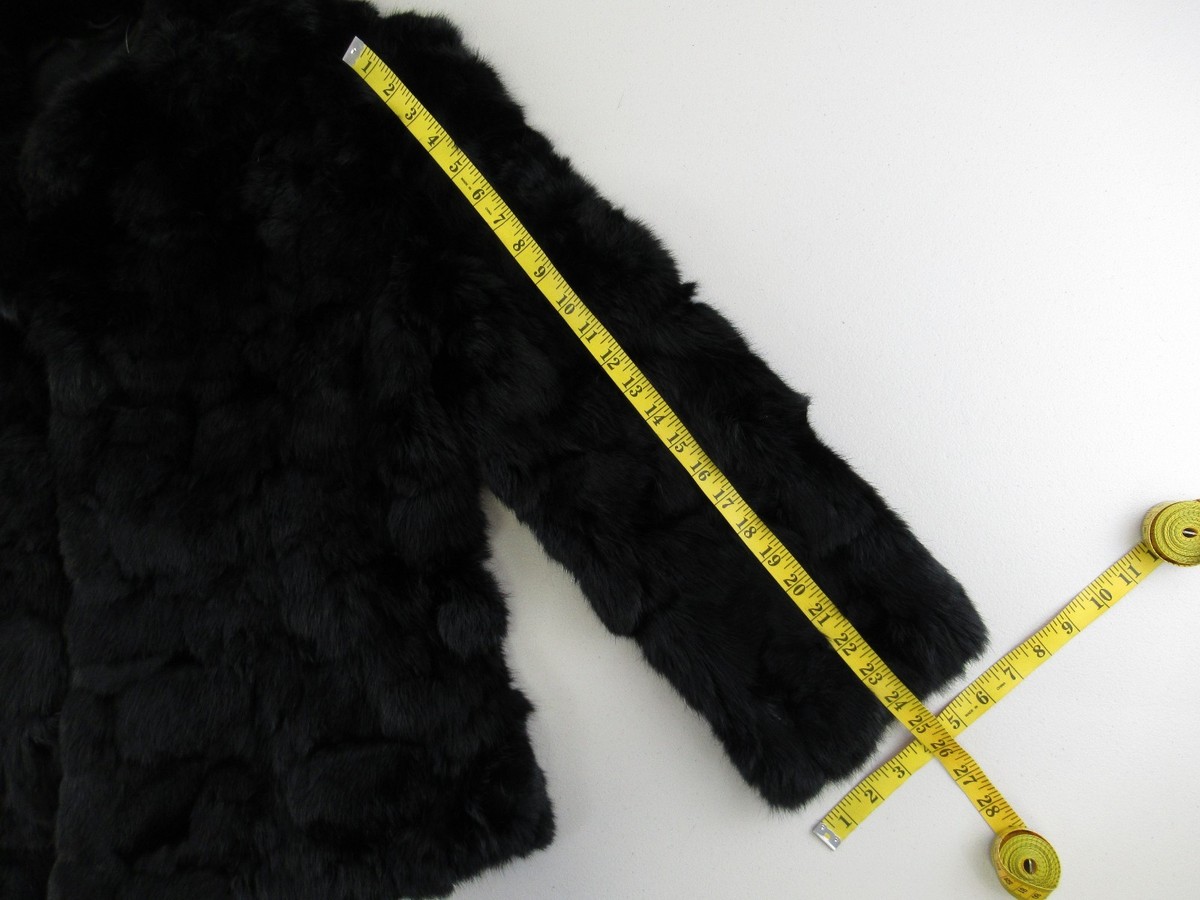 ECHT PELZ Real Rabbit Fur Coat Black Jacket Women's #VIN138 ECHT PELZ Real Rabbit Fur Coat Black Jacket Women's #VIN138
