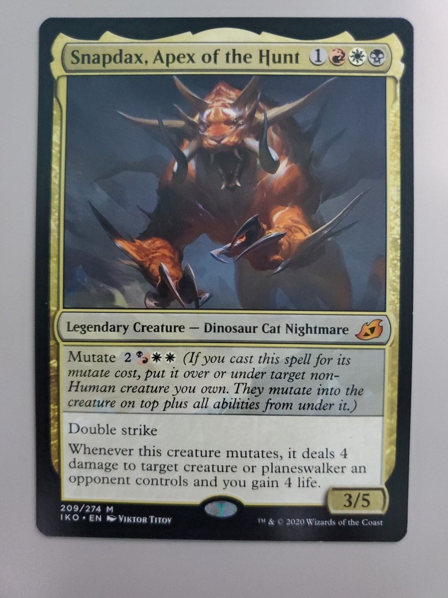 mtg apex cards Snapdax, of the Hunt (Showcase) [Ikoria: Lair of Behemoths] Moderately Played Mutate 1W/U RR (If you cast this spell for its mutate cost Illuna, Apex of Wishes-Ghidorah, King