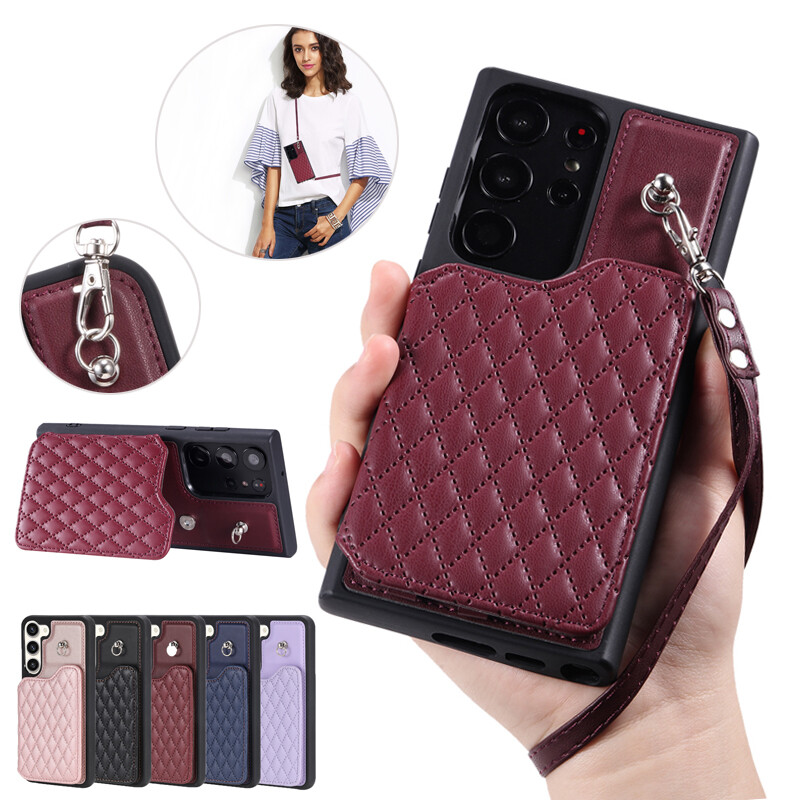 For Samsung S23+/S22+ Ultra Crossbody Leather Case Flip Card Holder Back Cover-image