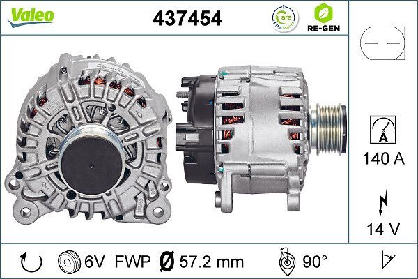 Valeo 437454 Generator FüR Audi Chrysler Dodge Ford Jeep Seat Skoda VW-image