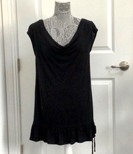 Nine West Black Ruched Ruffled Tunic, Size M