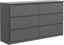 Kommode Anthrazit mit 6 Schubladen 140 cm Sideboard Wohnzimmer