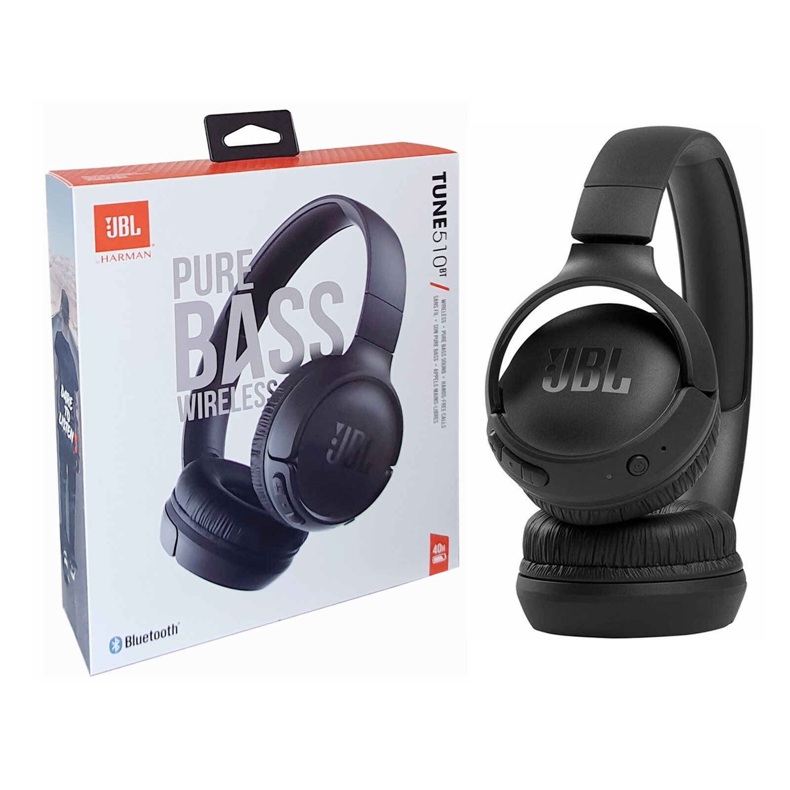 Harman JBL Tune 510BT Wireless Bluetooth On-Ear Headphones - Black