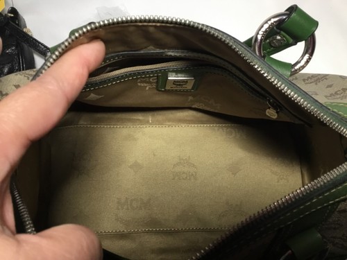 MCM Boston Bag Mono Green Authentic - Picture 14 of 14