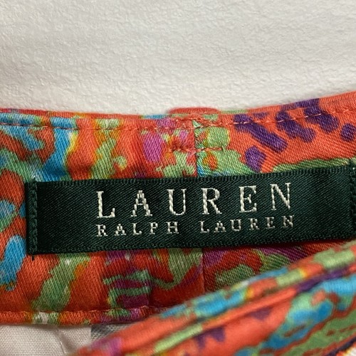 LAUREN Ralph Lauren Women’s Sz 8 Orange Colorful Paisley Print Chino Shorts - Picture 9 of 9