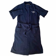 LL BEAN Blue Womens Heavy Cotton Blend Large Spellout Robe