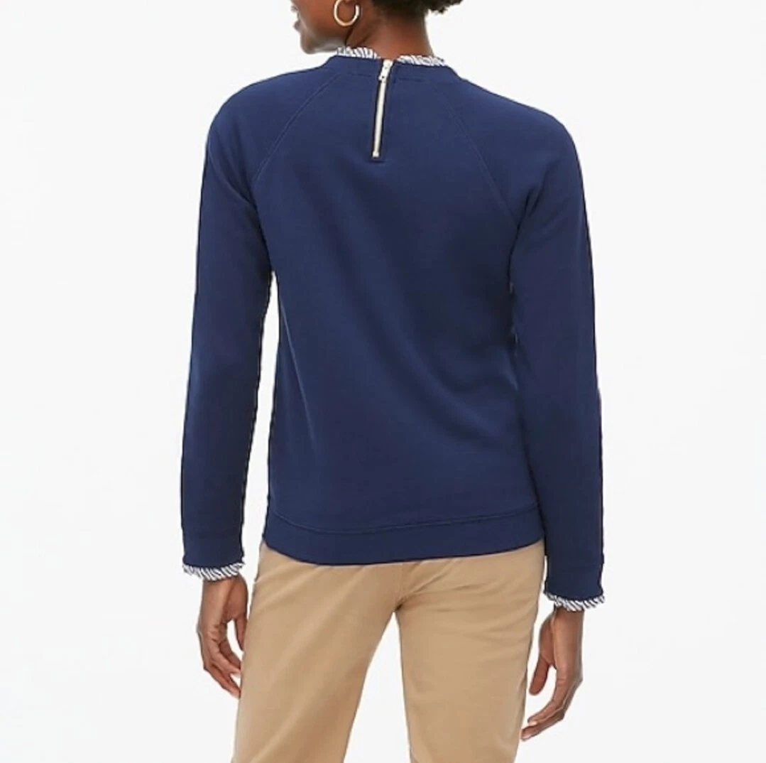 J crew woven ruffle neck best sale pullover