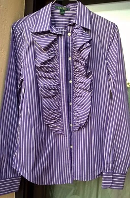 Chemise à volants Lauren Ralph Lauren Violet Taille S NEUVE avec ETIQUETTE - Photo 1/4