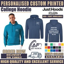 Personalised Custom Just Hoods Awdis College Hoodie Your Text Pullover Jumper