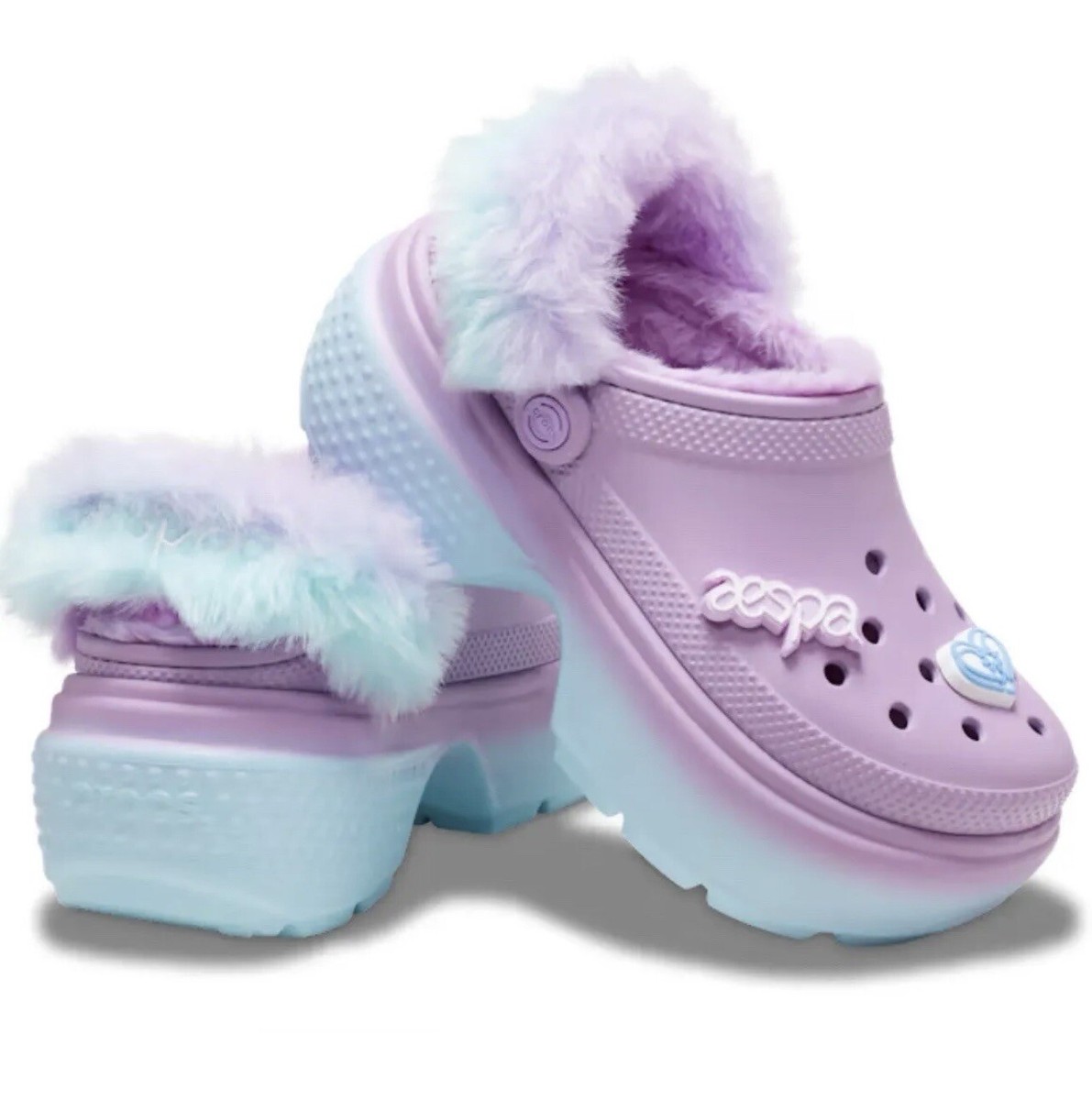 New Aespa X Crocs Stomp Lined Pink Clog Sandals M7-W9 New Aespa X Crocs Stomp Lined Pink Clog Sandals M7-W9