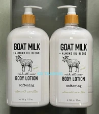 2-Pk~ HOME & BODY GOAT MILK ALMOND OIL Softening BODY LOTION Almond Vanilla 27oz