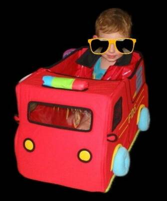 FIRETRUCK TOY BOX 24x14x14 Fire Engine Firefighter Collapsible Soft Storage 