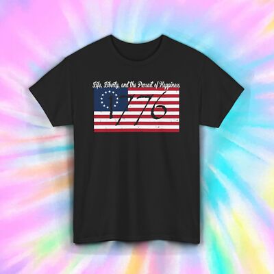 1776 T-Shirt | Life Liberty Pursuit of Happiness | American Flag Tee S-5XL