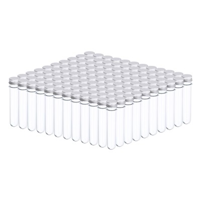 120Pcs 45ml Plastic Test Tube with Screw Caps 140x25mm Tubes Aluminum Lid