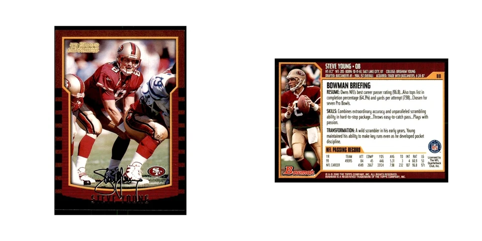 2000 Bowman Steve Young Football Cards #88 - Image 3 of 3