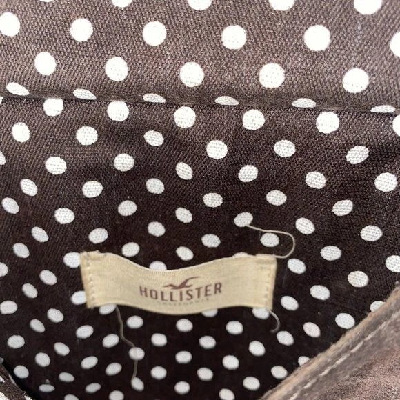 Cartera Hollister marrón gamuza niños niñas adolescentes solapa sobre flecos Foto 3 de 4