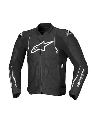 Alpinestars Dusk Leather Jacket black white Gr. 56 Motorradjacke Lederjacke