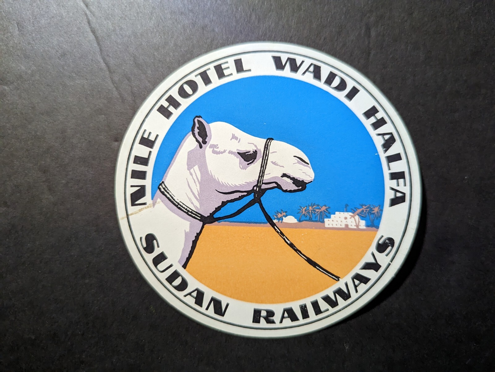 Nile Hotel Wadi Halfa Sudan Railways Vintage Luggage Label Camel
