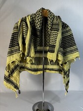 Large Keffiyeh Shemagh Scarf Beige Black Tassel Head Wrap Boho Arabian Style