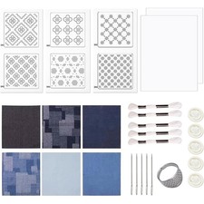 SashikoKit für Anfänger, Faden, wasserlösliche Muster und Jeansstoff, 7037