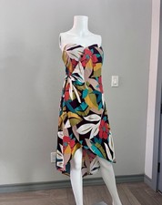 ASTR the Label Josefina Strapless High-Low Dress Size L Tropical/Floral Print