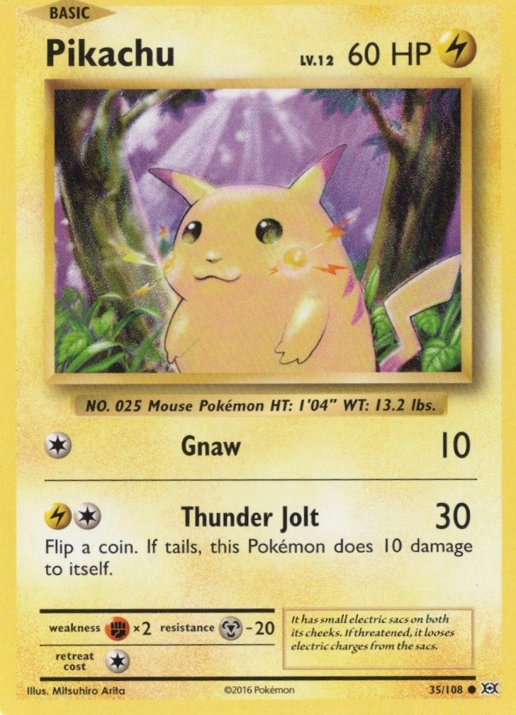 Pikachu 35/108 Non Holo XY - Evolutions - Pokemon Card - NM