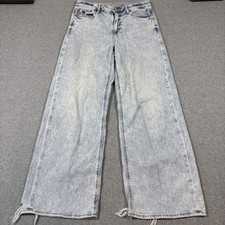 American Eagle Womens 2 Reg Super High Rise Baggy Wide Leg Jeans Distressed