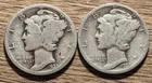 1935 & 1937 Mercury Silver Dimes (2 Coins)