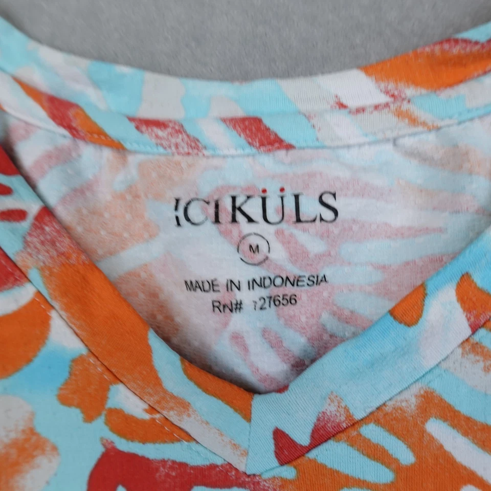 Camisa IBKUL Mujer Mediana Floral ICIKULS Cuello en V Malla Borde Icefil Golf Top Foto 2 de 4