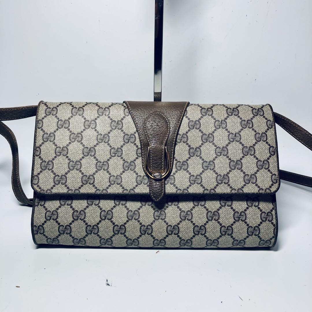 Vintage Gucci GG PVC Two-Way Clutch Shoulder Bag Excellent Condition