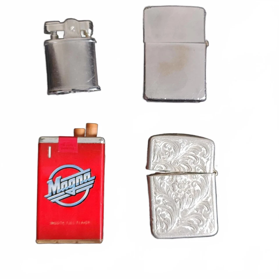 Lote de 4 encendedores Zippo y otros vintage para piezas o reparación Foto 2 de 4