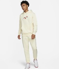 Nike Sportswear Club Logo Twist Fleece Joggers and hoodie Large Set Milk DO6169