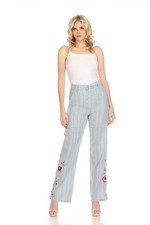 Johnny Was Workshop Blue Paloma Belted Wide-Leg Pants W68522