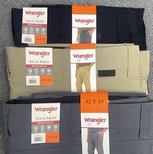 Wrangler Men's Tech Pant UPF 50 Lot of 3 Black, Tan  Gray 42x34 NWT