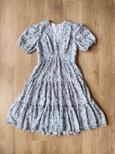 tc TORY BURCH Floral Print Lace Tiered Midi Dress Short Slv Size 12