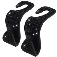 Dermasy 2 Pack Car Hooks, 2021 New Bling Rhinestones Crystal Hooks Car Decora...